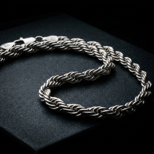 925 Sterling Silver Rope Chain necklace with twist pattern
