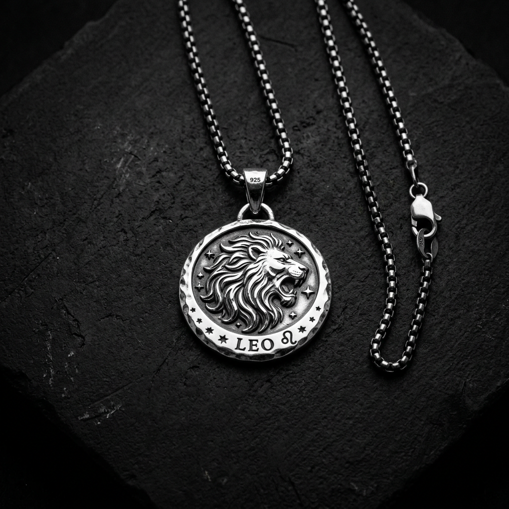 925 Sterling Silver Leo Zodiac Pendant Necklace